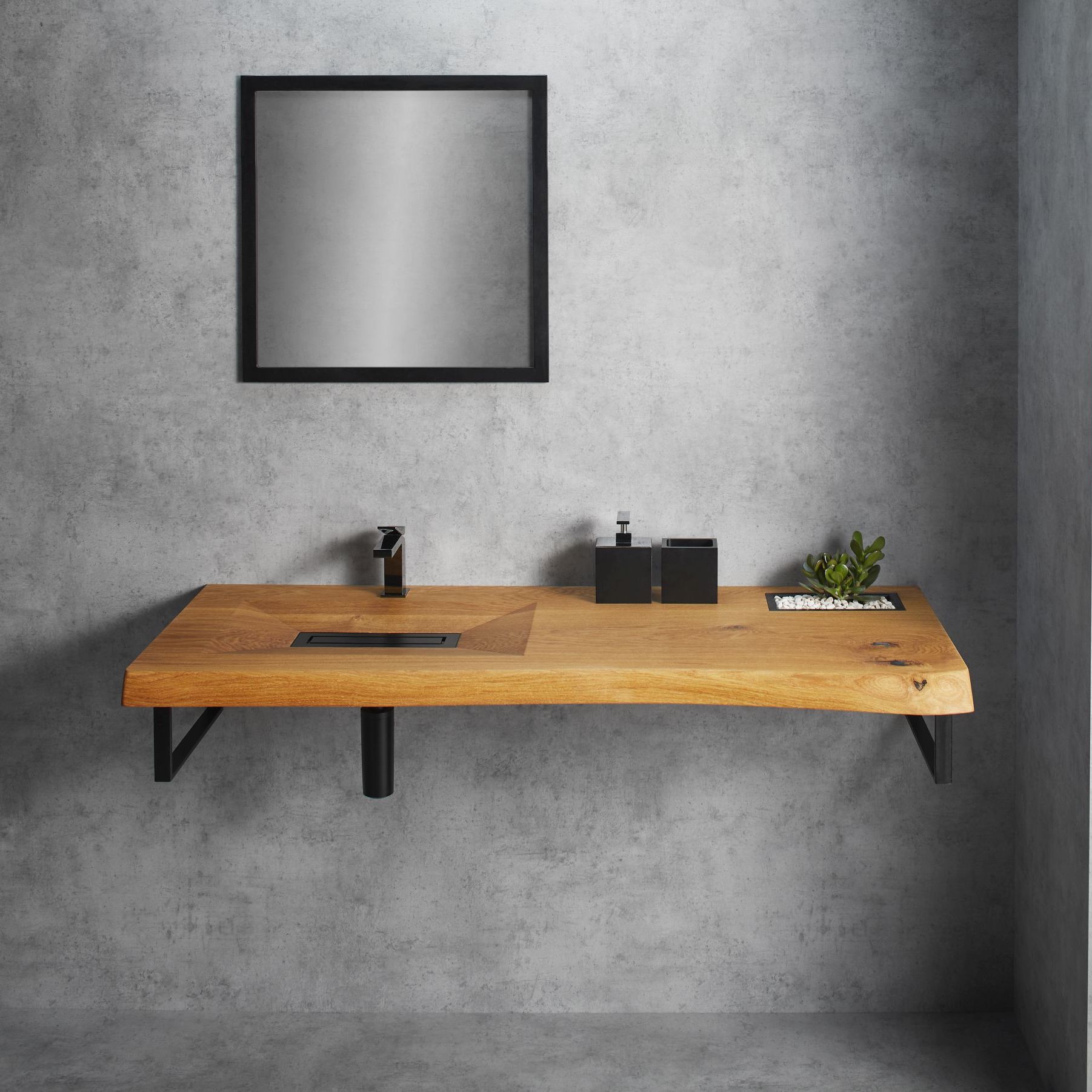 An der Wand befestigter Waschtisch aus Holz von WOODBASIN